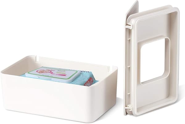 (Vit) 2-pack våtservettsdispenser, vått torrt pappersskydd