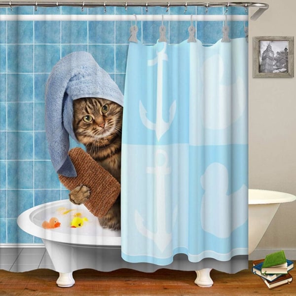 Shower Curtain 180x200cm Waterproof Mildew Resistant Polyester Fa