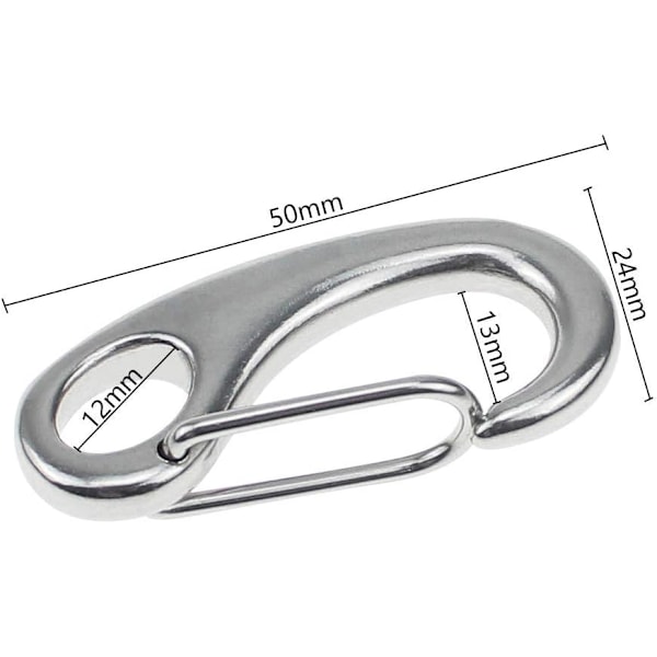 4 st 50 mm rostfritt stål klätterkarbinhake spänne silver