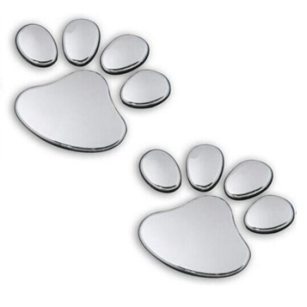 1 st Bildekal klistermärken tassar hund 3D - Silver