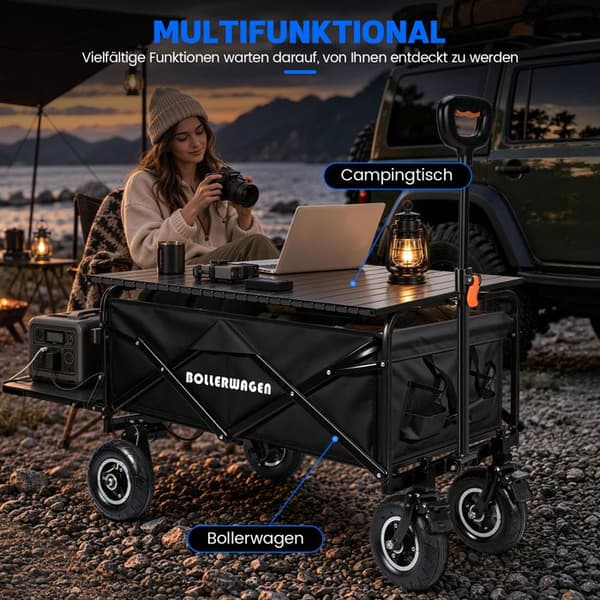 Rullende Plateau til Campingvogn 53×84cm Stål Carbon Bærbart Tilbehør Picnic Grill Have Udendørs