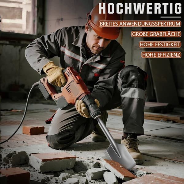 SDS Max Spade Chisel, Spade Chisel, 110 x 435mm, Hexagonal Bøtte 30 mm, med Plastkuffert, Til Murværk, Asfalt og Gulv