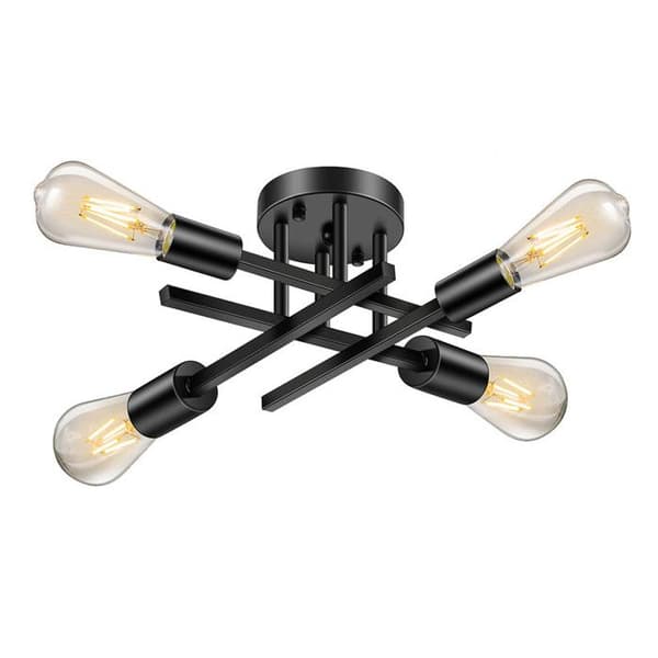 Lys E27 Moderne Industriel Loftlampe - Loft til Køkken - 4 Lys (Med Pærer)