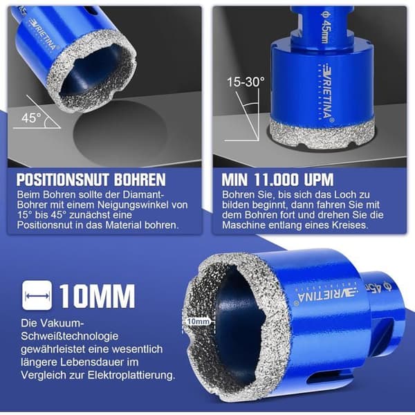 Diamantbor til fliser M14-35mm - Diamantbor til glas og våd/tør flise - Borekrone til vinkelsliber
