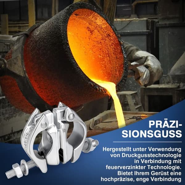 Sæt af 2 360° Stilladskoblinger, 48x48mm, til fastgørelse af stilladser og forankringsstænger, tilbehør til stillads