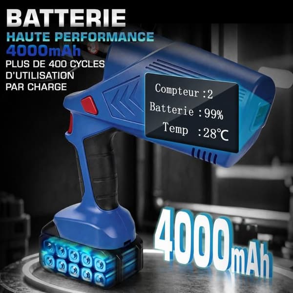 60kN Sæt Elektrisk Børsteløs Crimp Værktøj C Hoved VVS 9 Matriser V/TH 2 Batterier 4Ah LCD Skærm Kobber Rør Rustfrit Stål Blå Blå