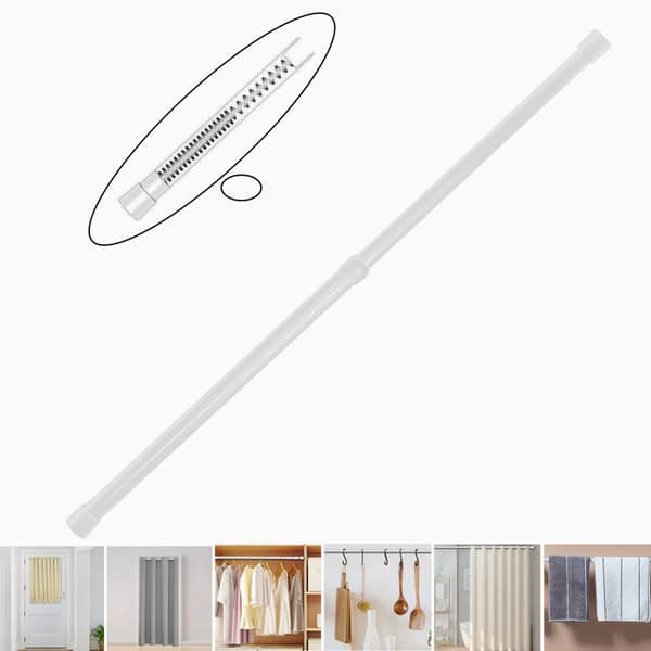 Gardinstänger utan borrning Extra Längd 81.2cm-149.8cm Vit, Justerbart Spänning, För Garderob, Sovrum, Badrum