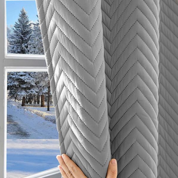 Qelus Mörka Gardiner 100% Termisk Isolering Ljudisolering Tunga Draperier för Vinter Sommar Vardagsrum Sovrum, 2PCS, 140x260cm, Grå Grå