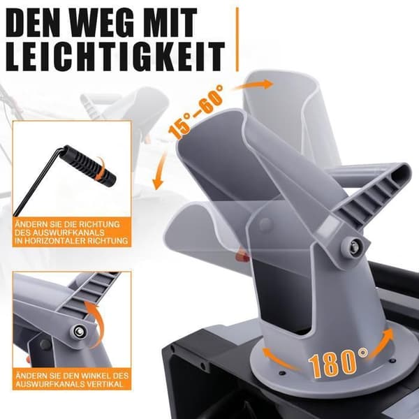 VRIETINA Snöslunga Elektrisk Snöfräs Trådlös 6000mah, Justerbart Handtag Bredd 46cm, 2 Batterier 4.0Ah
