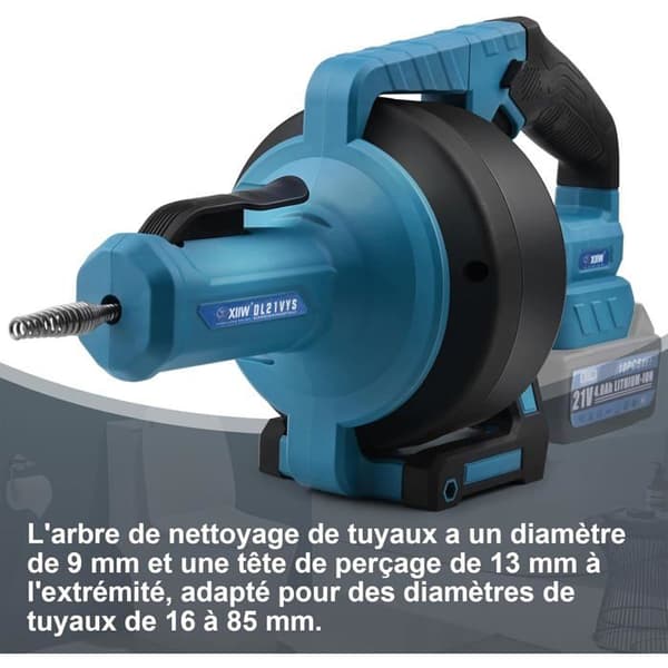 Furet Rørafløbsrenser Elektrisk Trådløs 18V(MAX 21V), Spiral 7,6m, Til Rør Ø16-85mm, Batterier Inkluderet