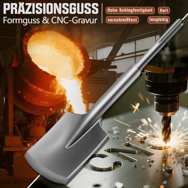 SDS Max Spade Chisel, Spade Chisel, 110 x 435mm, Hexagonal Bøtte 30 mm, med Plastkuffert, Til Murværk, Asfalt og Gulv