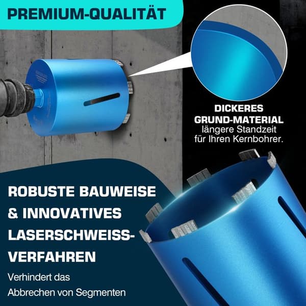 M22 Kronebor med Diamantskær, Turbo-segment, Ø 110mm og SDS Plus-adapter, Borlængde 200 mm