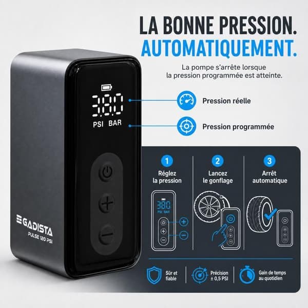 Mini Cykelpump Elektrisk 120 PSI PULSE – GADISTA