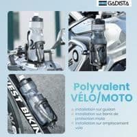 Pulloteline - GADISTA - Säädettävä pulloteline Pyörä/Mopo - Musta - Pullot 48-80 mm - Liukumaton rengas Svart