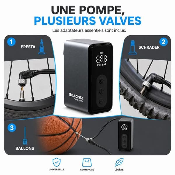 Mini Cykelpump Elektrisk 120 PSI PULSE – GADISTA