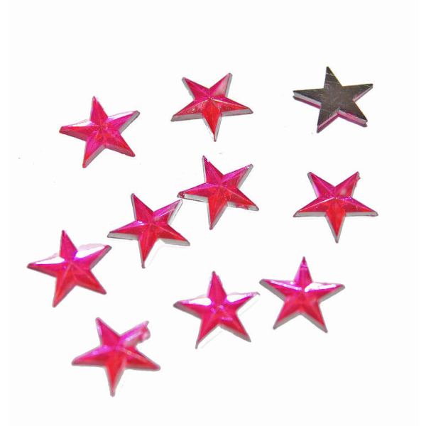50 st Glänsande Stjärnor 8 mm  Djuprosa Rosa