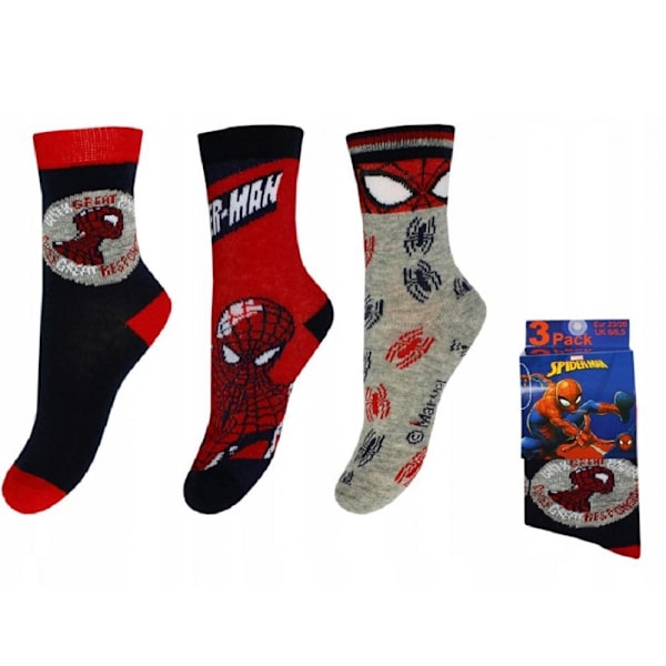 3 kpl Spider-Man-sukat harmaa/sininen/punainen MultiColor 31/34