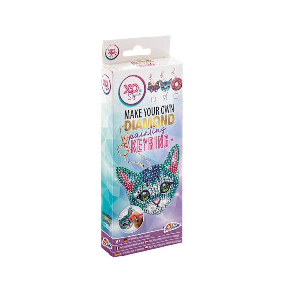Diamant maleri nøglering kat Multicolor