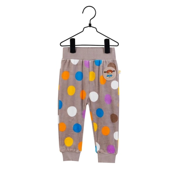 Pippi Langstrømpe Bubbles Velourbukser Beige 80