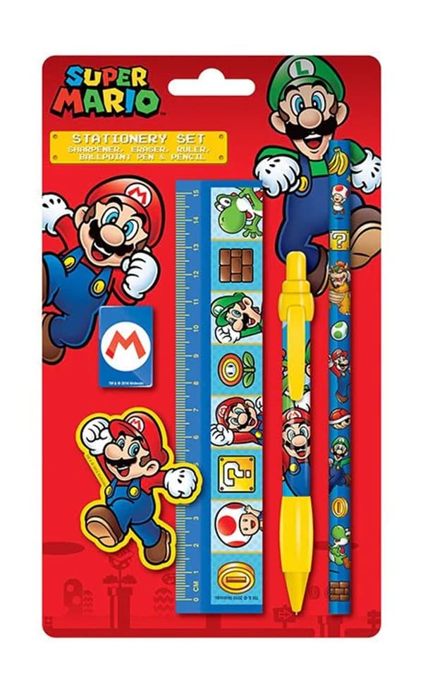 Super Mario pennesæt 5 styk Multicolor