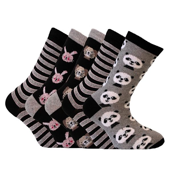 5 kpl eläin/raidalliset sukat MultiColor 27/30