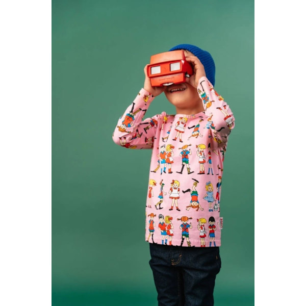 Pippi Langstrømpe- Pippi med venner-skjorte pink Pink 110