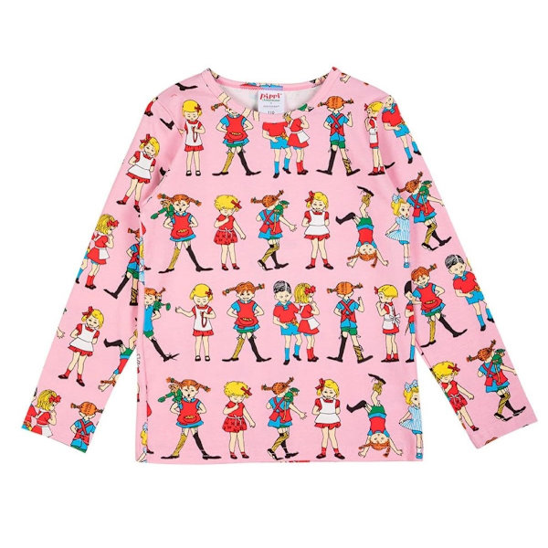 Pippi Langstrømpe- Pippi med venner-skjorte pink Pink 122