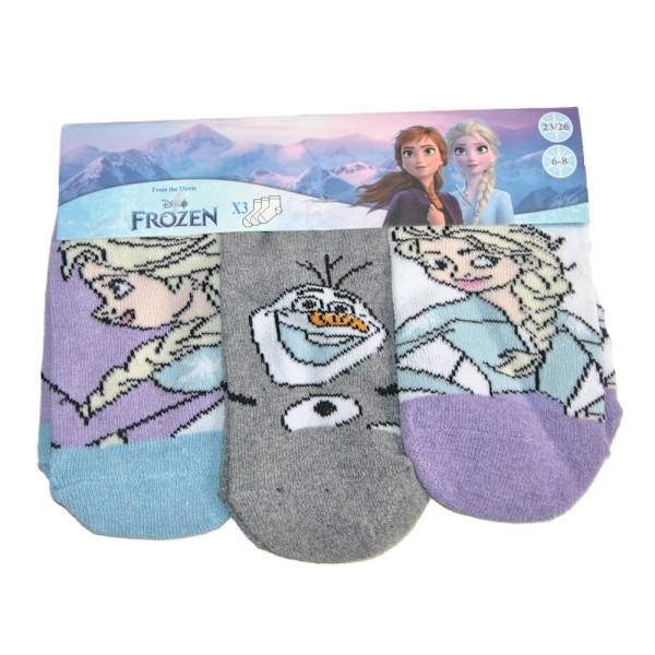 Frozen/Frost 3-pack nilkkasukat MultiColor 31/34 Lila/grå/Vit
