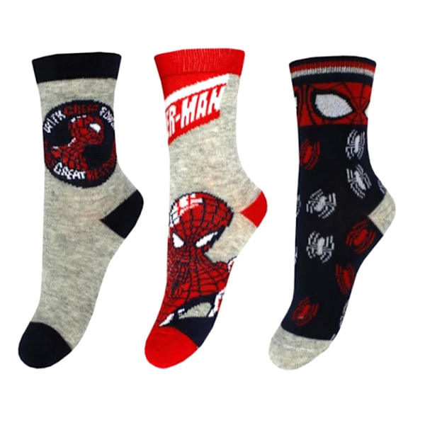 3 kpl Spider-Man-sukat harmaa/sininen MultiColor 31/34