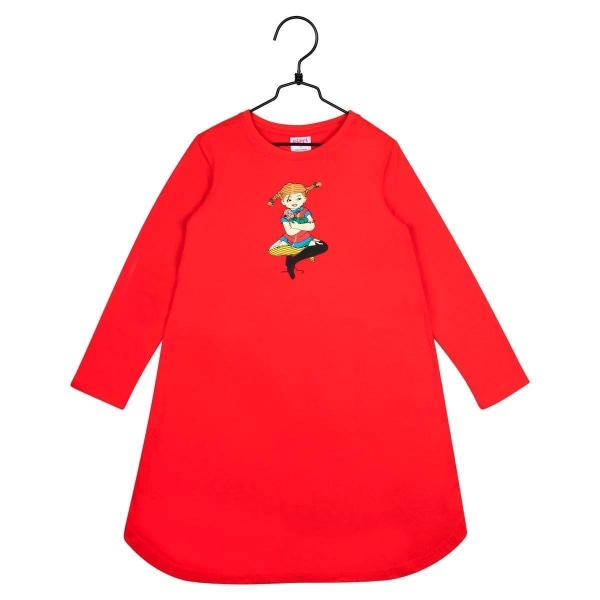 Pippi Langstrømpe krammer natkjole rød Red 122/128