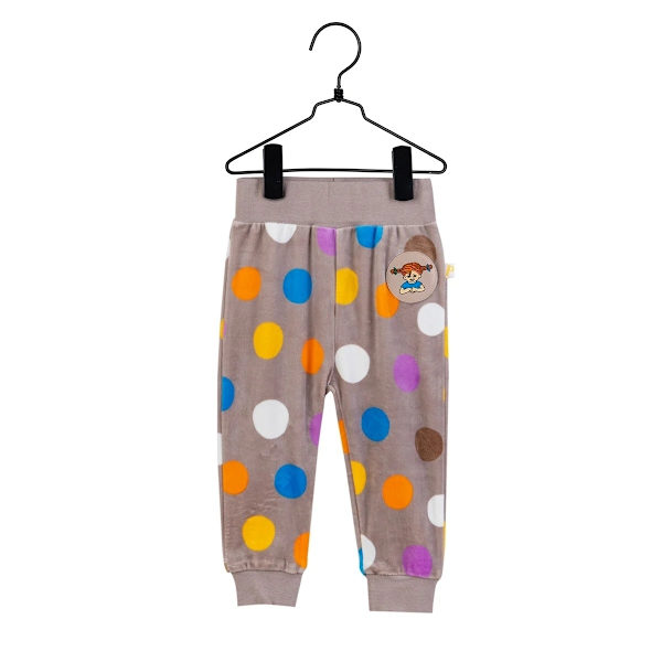 Pippi Långstrump Bubbles Velour Pants Beige 74