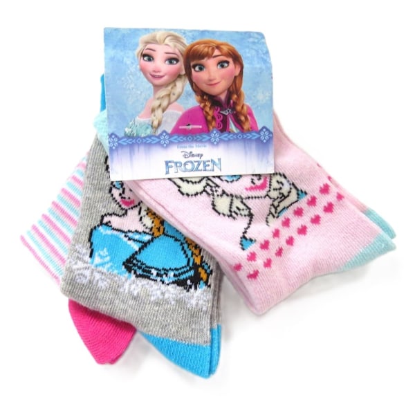 3 kpl Disney Frozen Socks -sukat 23.26 Multicolor