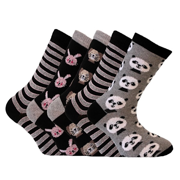 5 kpl eläin/raidalliset sukat MultiColor 35/38