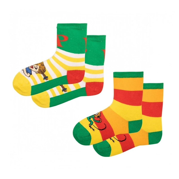 Pippi-strumpor 2-pack grön 31/34 multifärg