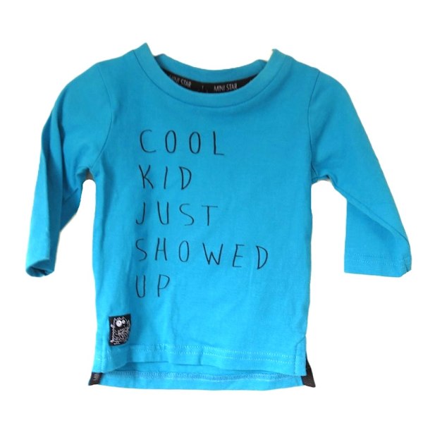 Långärmad t-shirt med text Turquoise 74