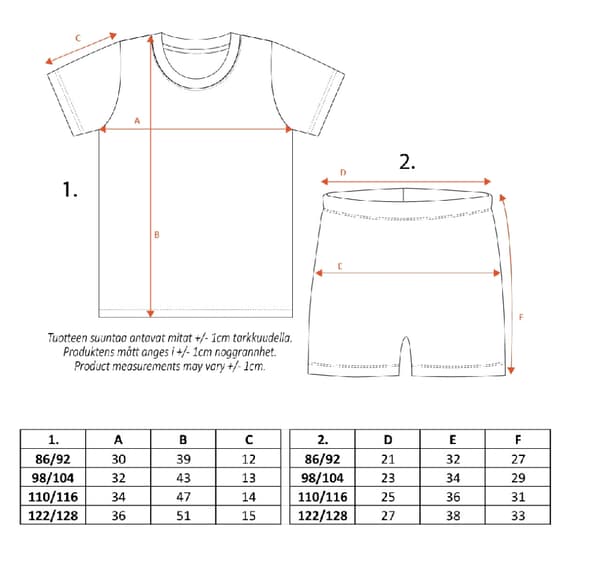 Mumi Lustig shorts pyjamas grå Grey 98/104