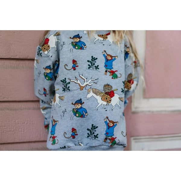 Pippi Langstrømpe Vinter Pippi college sweater grå Grey 122