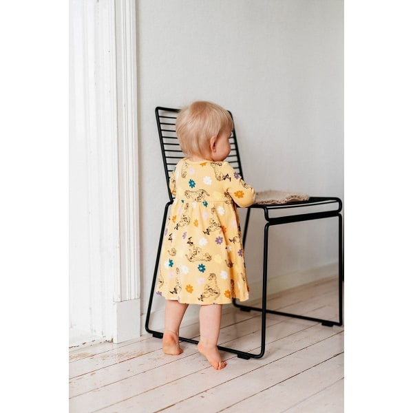 Pippi Långstrump-Blomma-klänning baby beige Beige 74