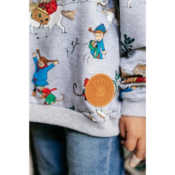 Pippi Langstrømpe Vinter Pippi college sweater grå Grey 122