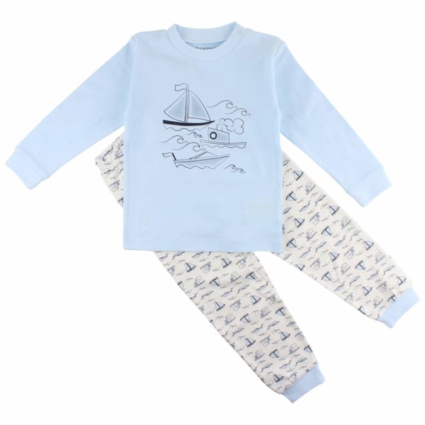 2-del Pyjamas med båtar, Fixoni LightBlue 80