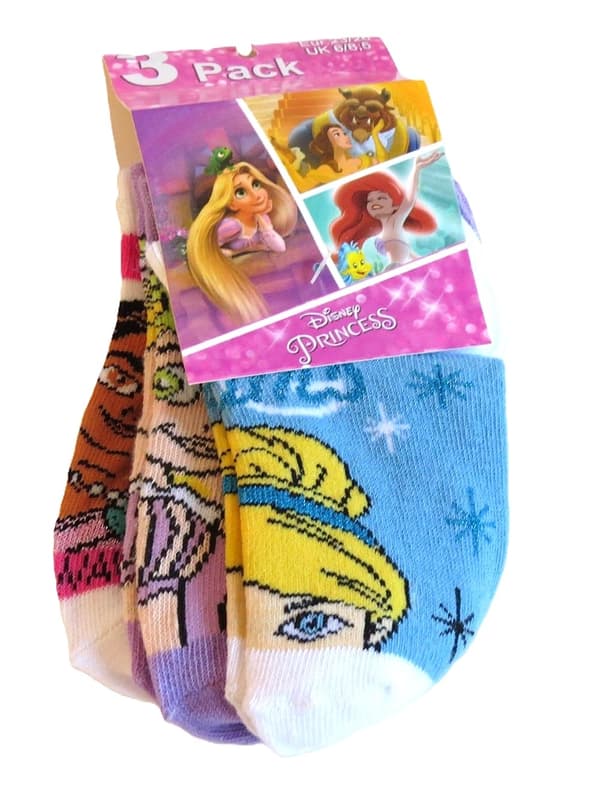 Disney Princess 3-pak ankelstrømper 23/26 Multicolor