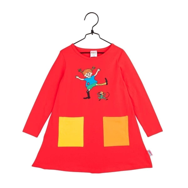 Peppi Pitkätossu Happy mekko punainen Red 128