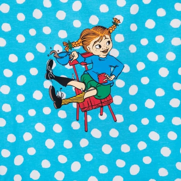Pippi Långstrump Pippi Prickigt klänning ljusblå LightBlue 116
