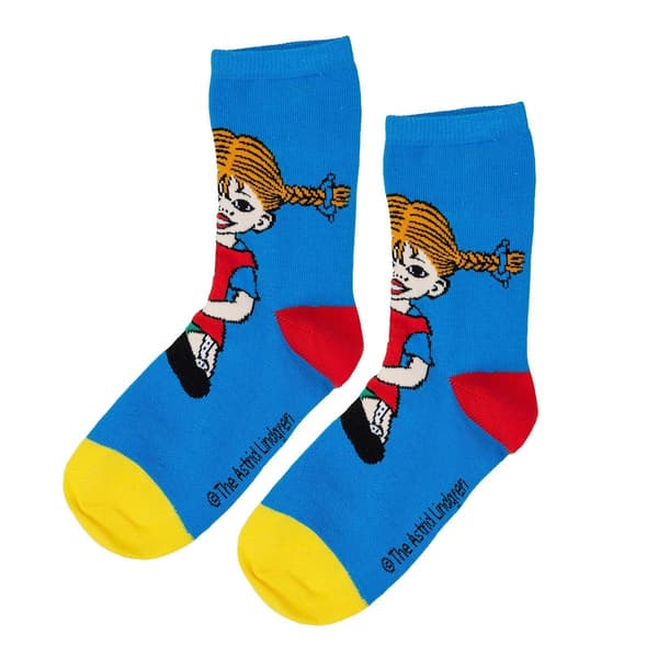 Pippi Langstrømpe sokker 2 stk. blå/røde MultiColor 23/26