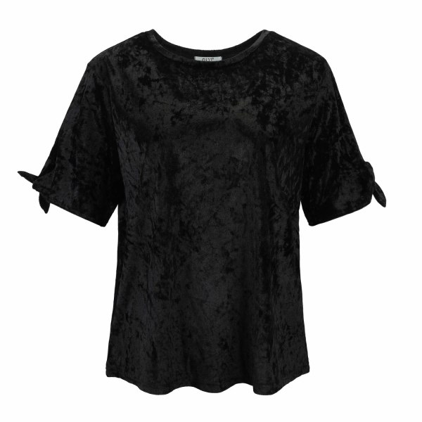 Dame-top, velour, sort Black L