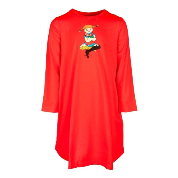 Pippi Langstrømpe krammer natkjole rød Red 122/128