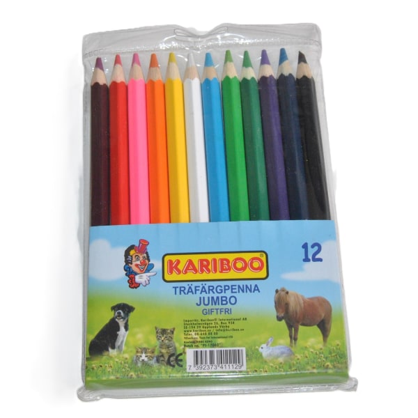 12 st -Träfärgpennor - Jumbo multifärg