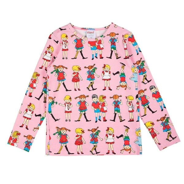 Pippi Langstrømpe- Pippi med venner-skjorte pink Pink 86