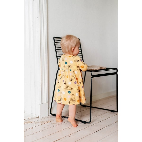 Pippi Långstrump-Blomma-klänning baby beige Beige 68