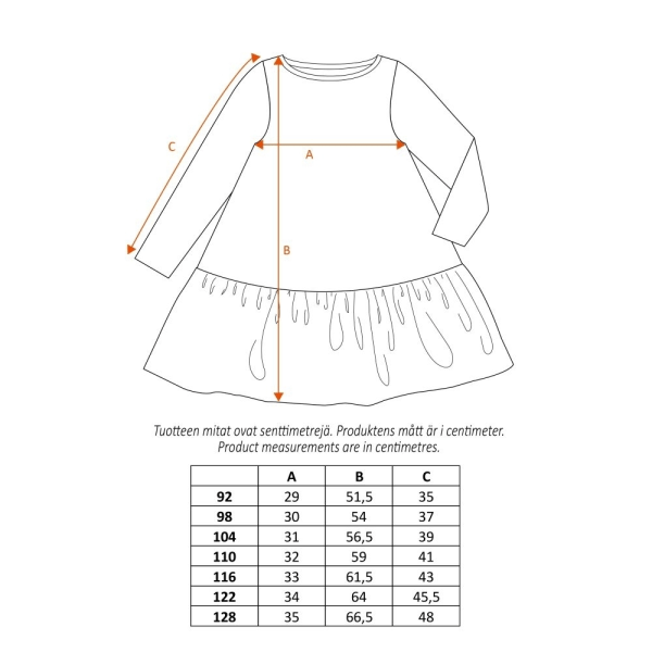 Muumi Mys juhlamekko persikka LightOrange 116